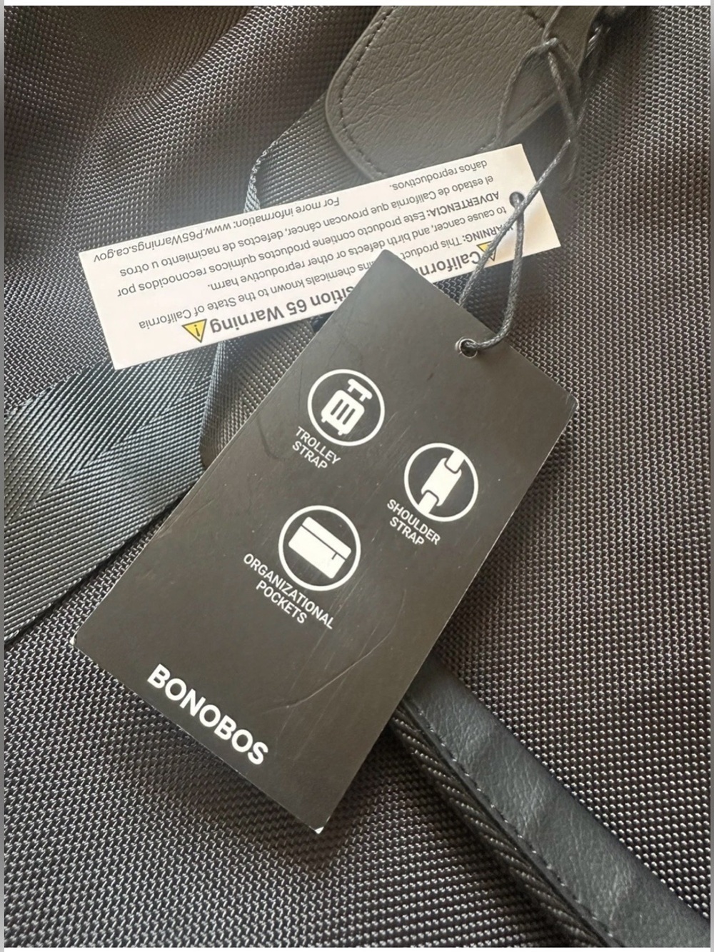 Bonobos~Black Ballistic Nylon Duffle Bag w/ Leather Accents-Adjustable
Strap~NWT - Picture 8 of 16